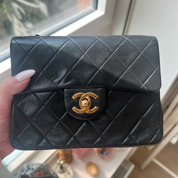 Vintage Classic Chanel Mini Square Flap Black with Gold Hardware - Picture 1 of 17